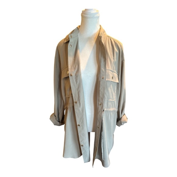 ZARA Lapel Collar Over-shirt Button Jacket/Dress Drawstring Waist M Utility - Picture 4 of 11